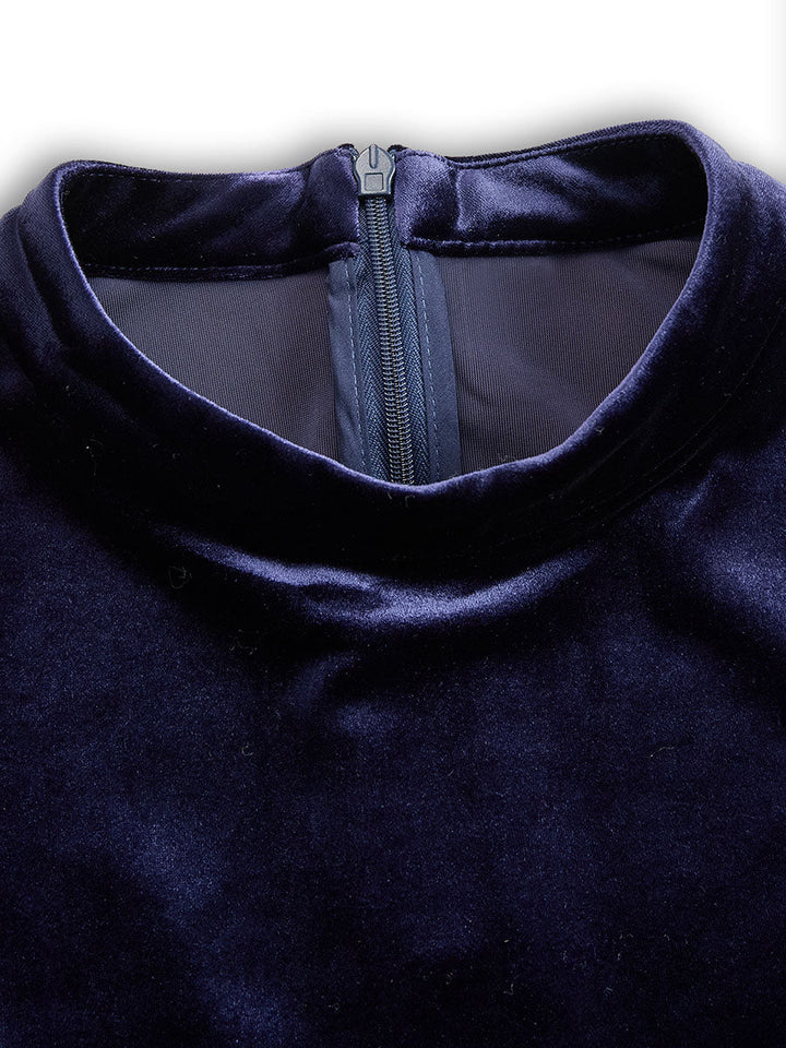 Grace | Navy Long-Sleeve Midi Dress