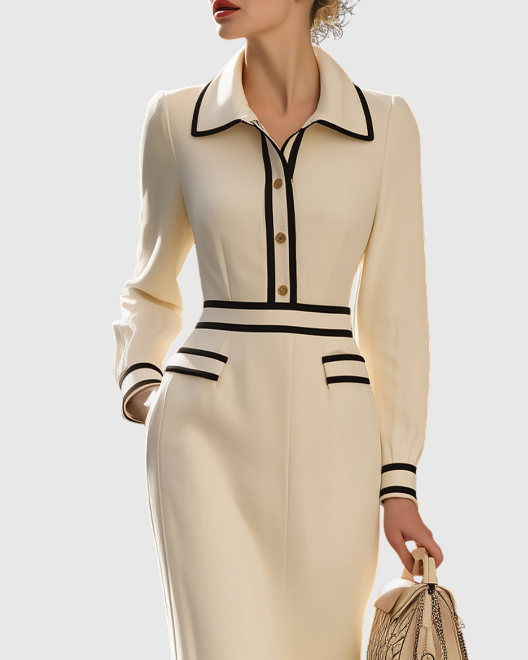 Elise | Button-Detail Midi Dress
