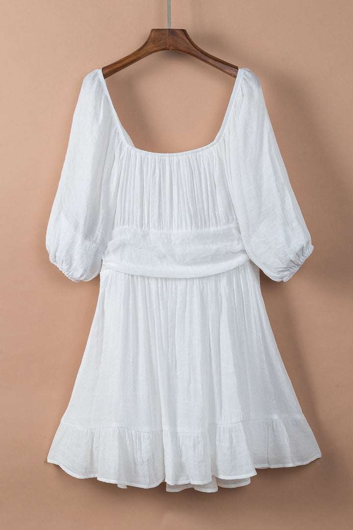 Bow Knot Ruffled High Waist Mini Dresses
